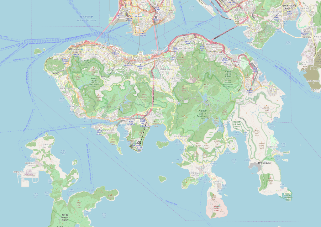 Carte de l'île de Hong Kong.