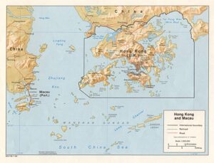 Carte en relief ombré de Hong Kong.