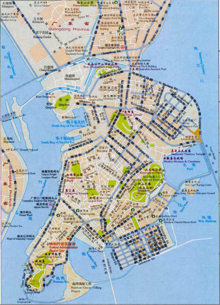 Carte de la péninsule de Macao.