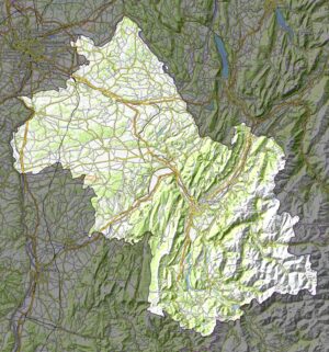 Carte physique du département de l’Isère