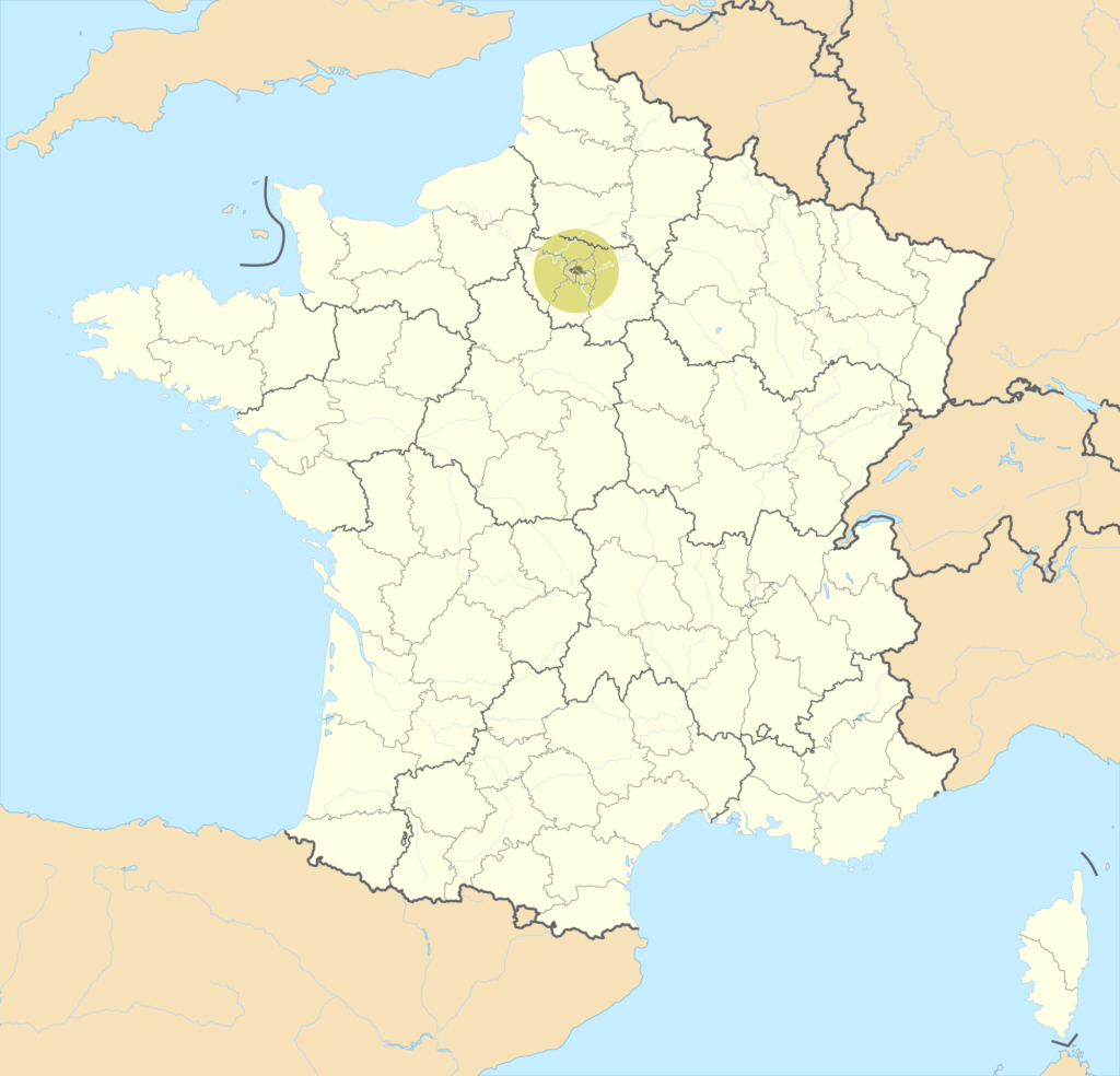 Carte de localisation de Paris en France.