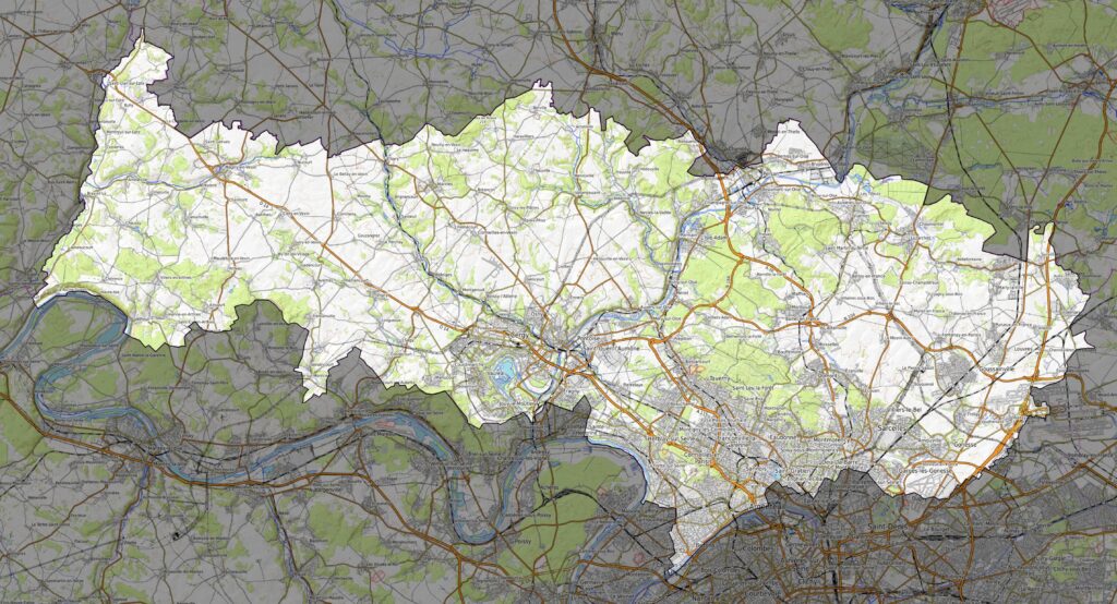 Carte physique du département du Val-d’Oise.