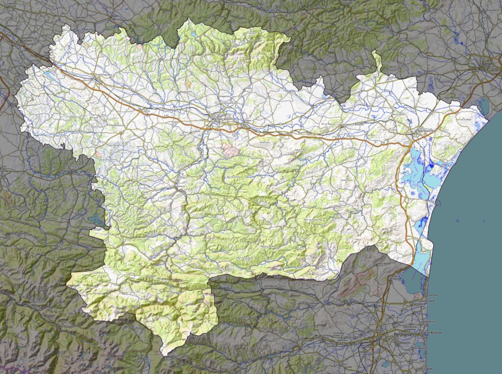 Carte physique du département de l’Aude