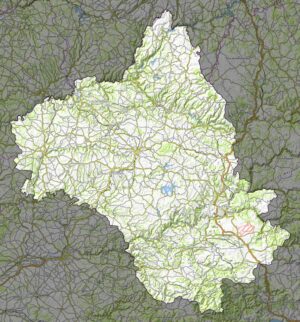 Carte physique du département de l’Aveyron