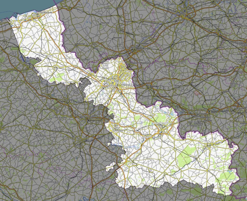 Carte physique du département du Nord.