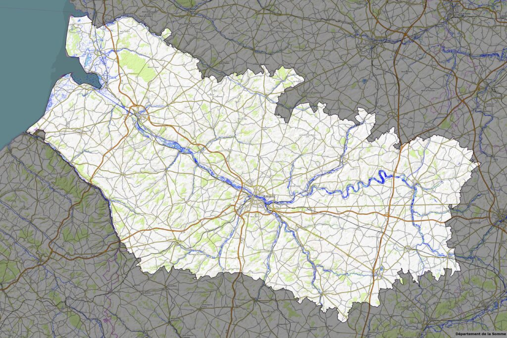 Carte physique du département de la Somme.