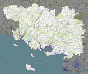 Carte physique du département du Morbihan