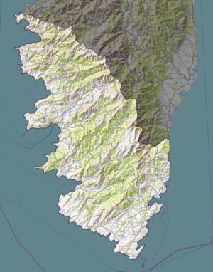 Carte physique du département de la Corse-du-Sud