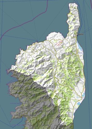 Carte physique du département de la Haute-Corse