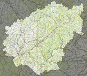 Carte physique du département de la Corrèze