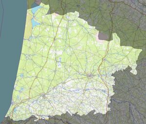 Carte physique du département des Landes