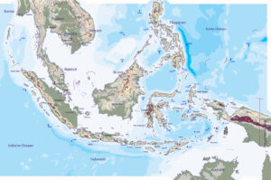 Carte d'altitude de l'Indonésie.