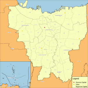 Carte administrative du territoire spécial de la capitale Jakarta.