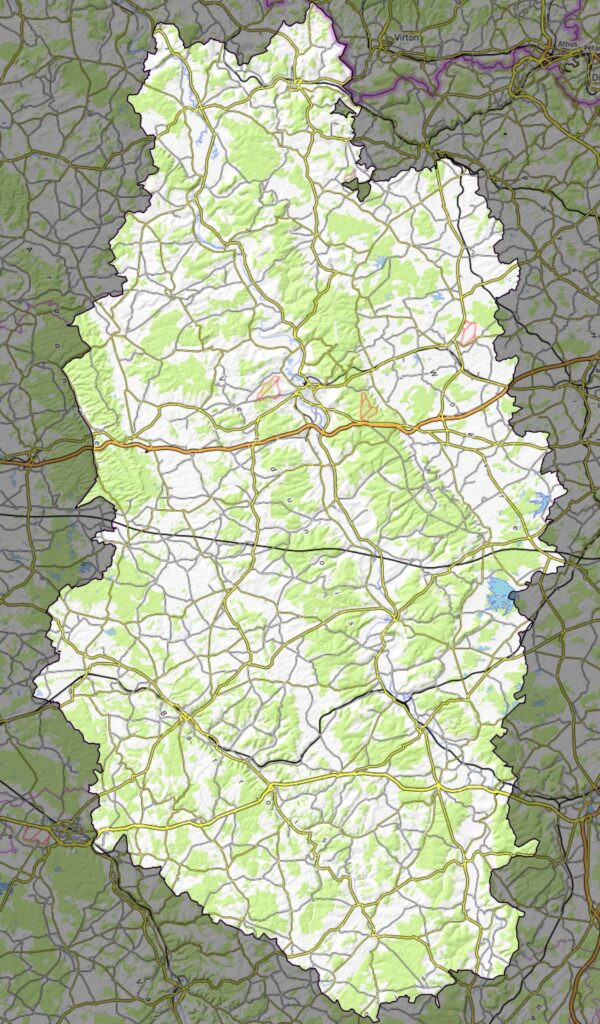 Carte physique du département de la Meuse.