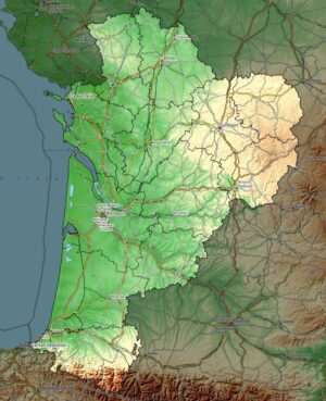 Carte physique de la Nouvelle-Aquitaine