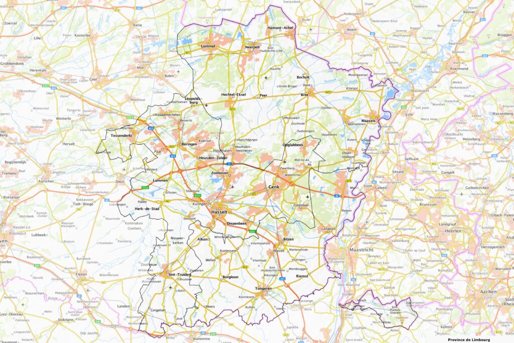 Carte routière du Limbourg.