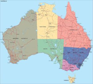 Carte politique de l’Australie