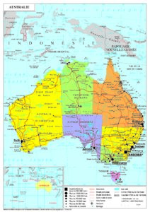 Carte politique du Commonwealth d'Australie.