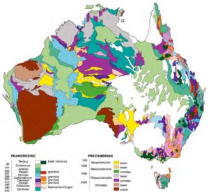 Principales régions géologiques de l'Australie (par âge).