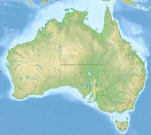 Carte physique vierge de l’Australie.