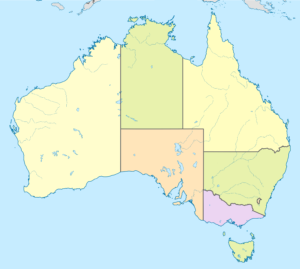 Carte vierge colorée de l’Australie.