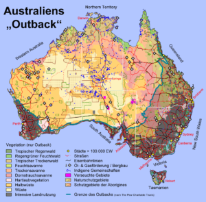 Carte de l'Outback australien.