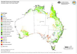 Carte des forêts d'Australie 2023.