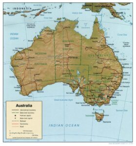 Carte en relief ombré de l'Australie.