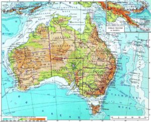 Carte topographique de l'Australie.