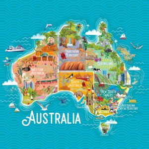 Carte touristique picturale de l’Australie