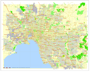 Carte de Melbourne en Australie