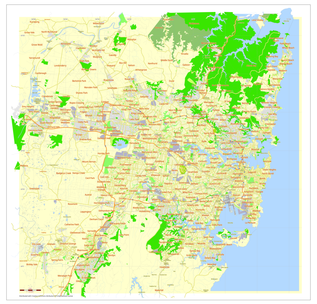 Carte de Sydney en Australie.