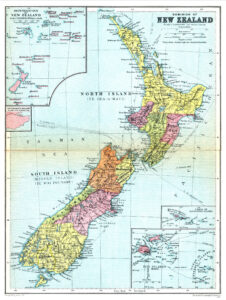 Carte politique de la Nouvelle-Zélande de 1936.