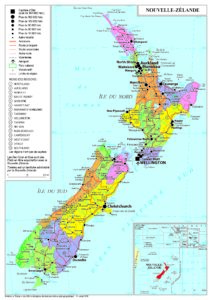 Carte politique détaillée de la Nouvelle-Zélande.