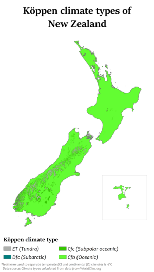 Carte climatique de la Nouvelle-Zélande