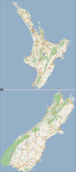 Carte routière de la Nouvelle-Zélande