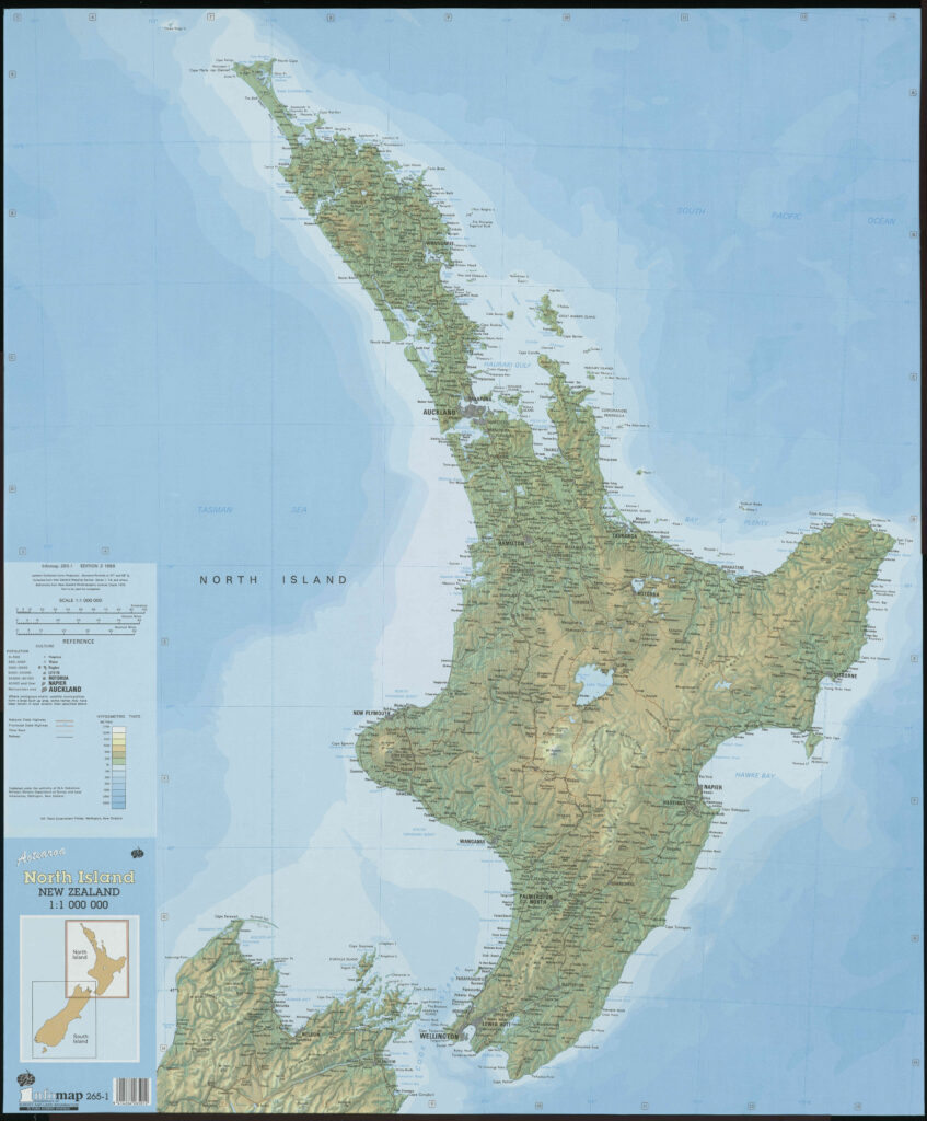 Carte de l'île du Nord, Nouvelle-Zélande.