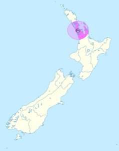 Carte de localisation d'Auckland en Nouvelle-Zélande.