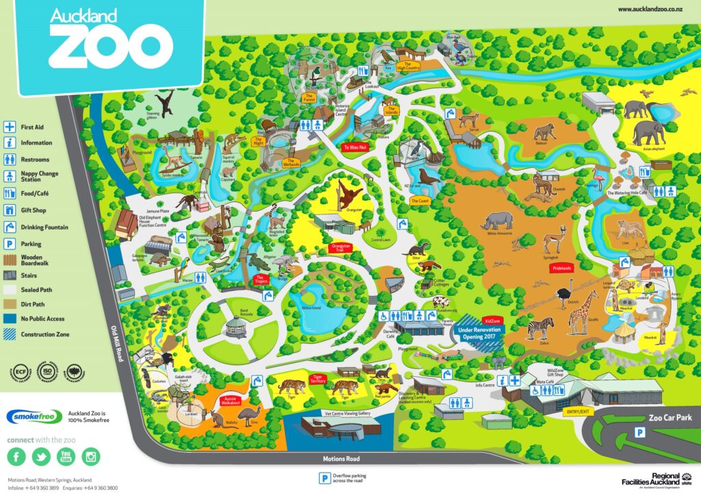 Carte du parc zoologique d'Auckland.