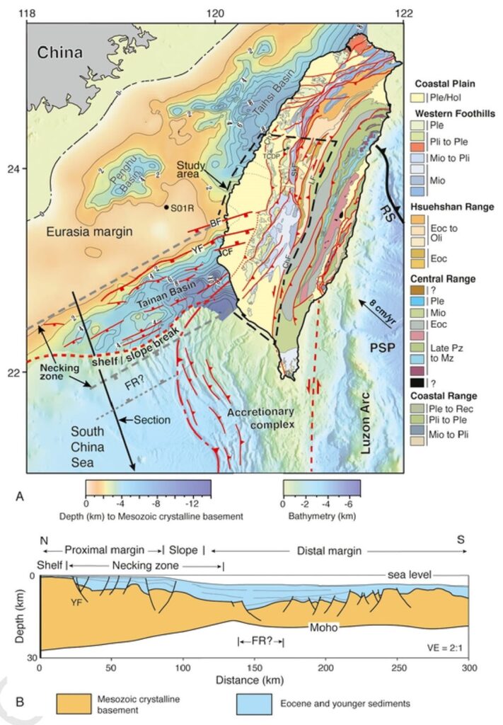 Carte géologique de Taïwan.