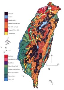 Carte des sols de Taïwan.