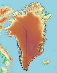 Carte topographique du Groenland.