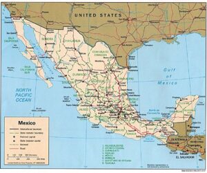 Carte politique du Mexique de la CIA 1997.