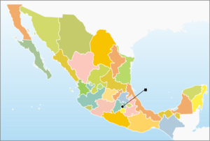 Carte politique vierge du Mexique.