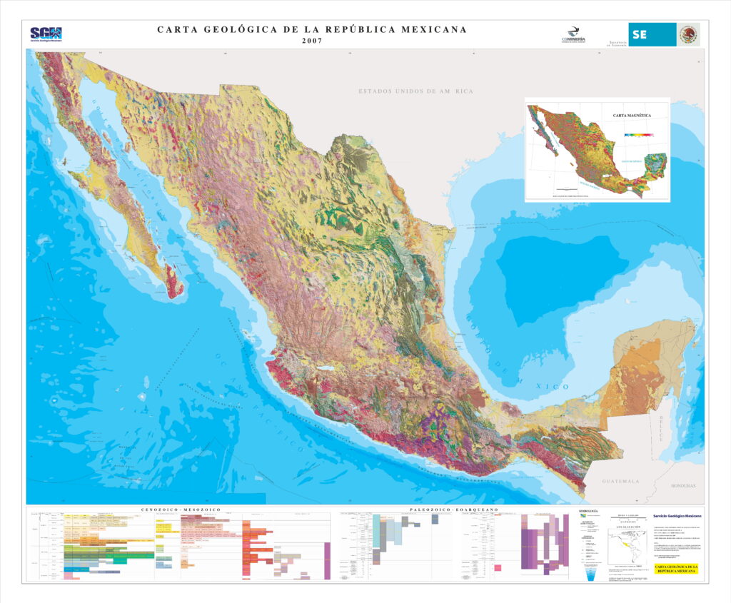 Carte géologique du Mexique.