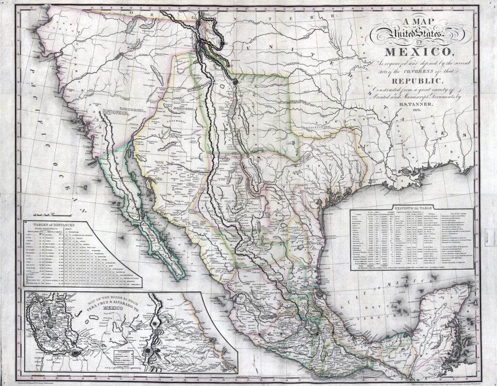 Carte des États-Unis du Mexique de 1826.