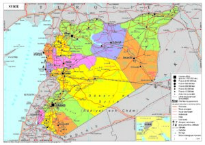 Carte politique de la République arabe syrienne.