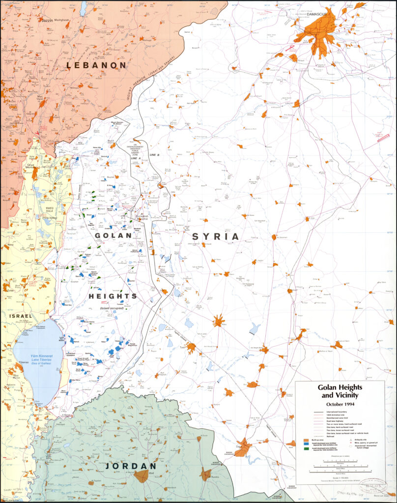 Carte du plateau du Golan.