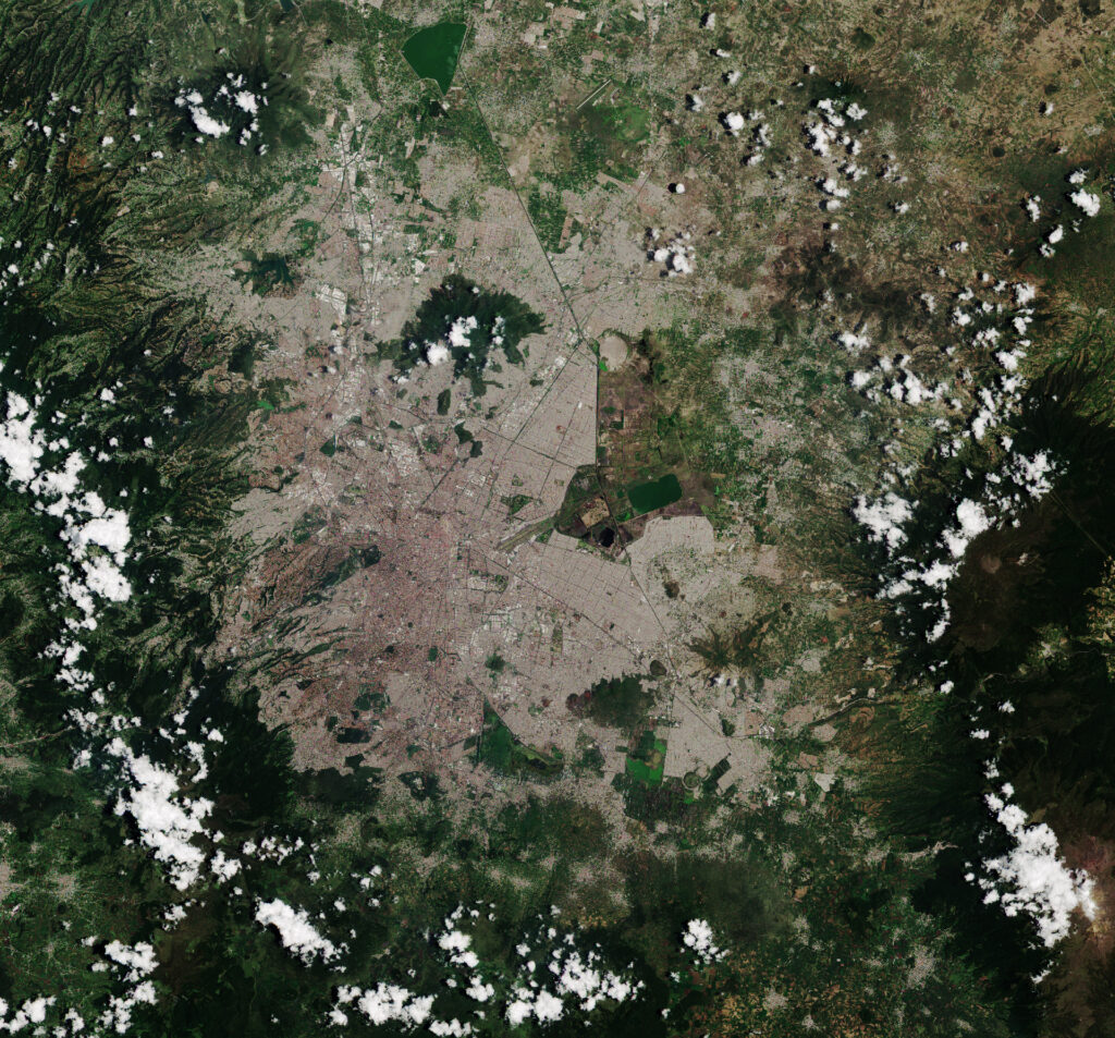 La ville de Mexico vue de l'espace par Sentinel-2A le 6 août 2015.