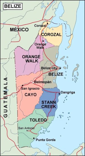 Carte politique du Belize